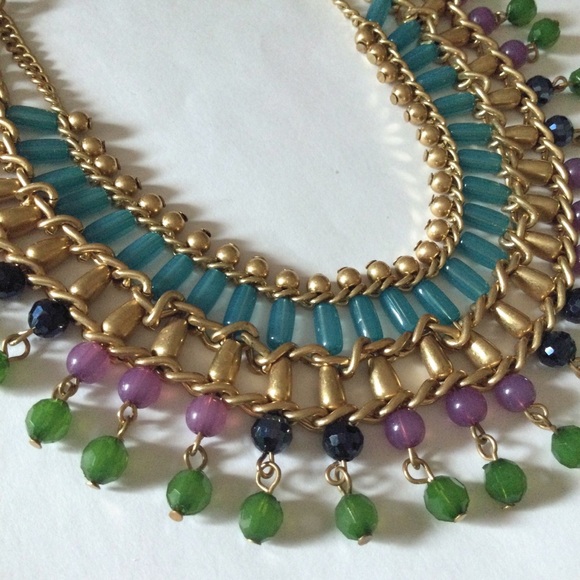 Vintage Egyptian Revival Cleopatra Style Goddess Necklace w/ Semi Precious Beads - Picture 8 of 17